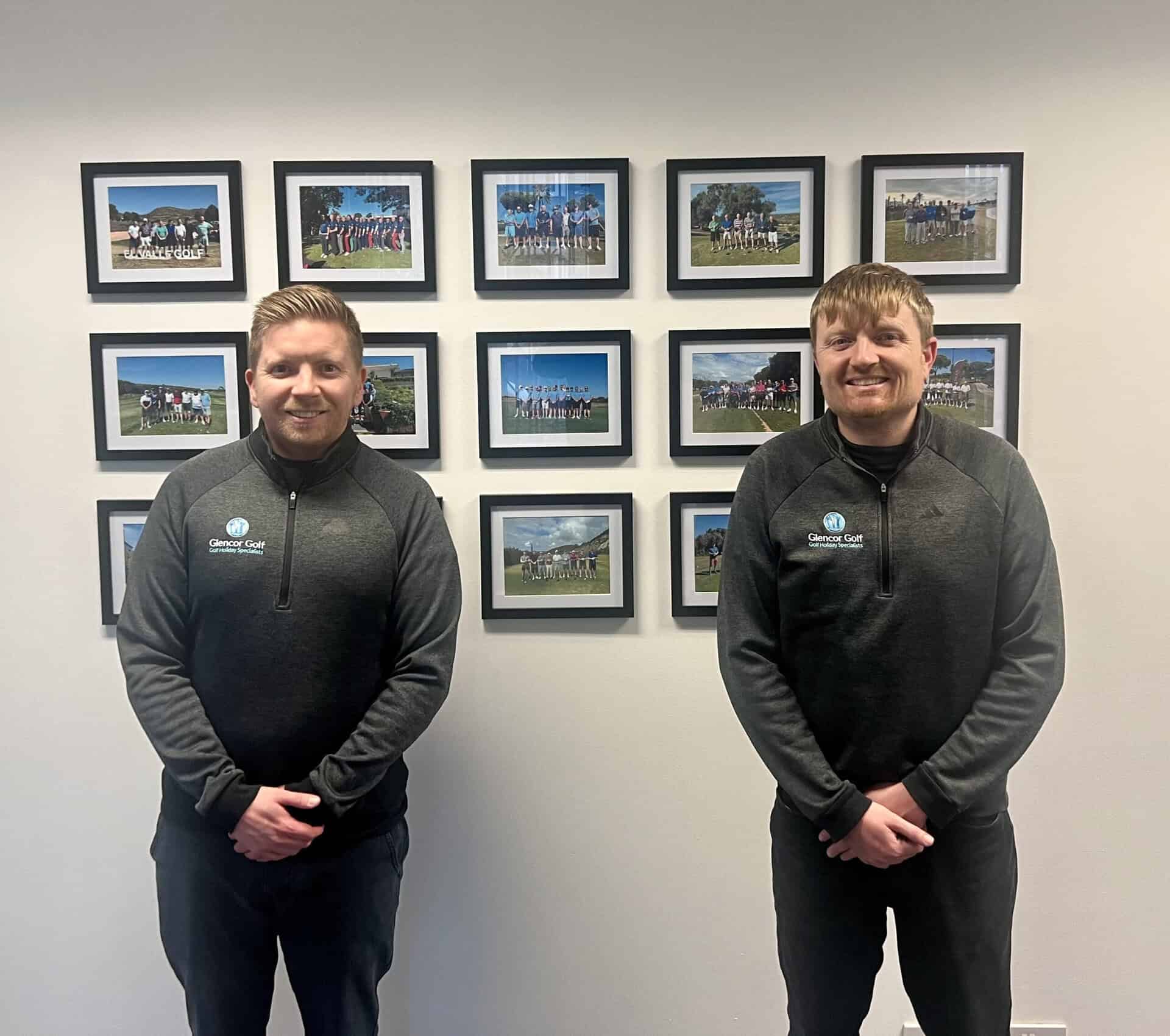 Corrie and Glen in the new Glencor Golf Holidays offices